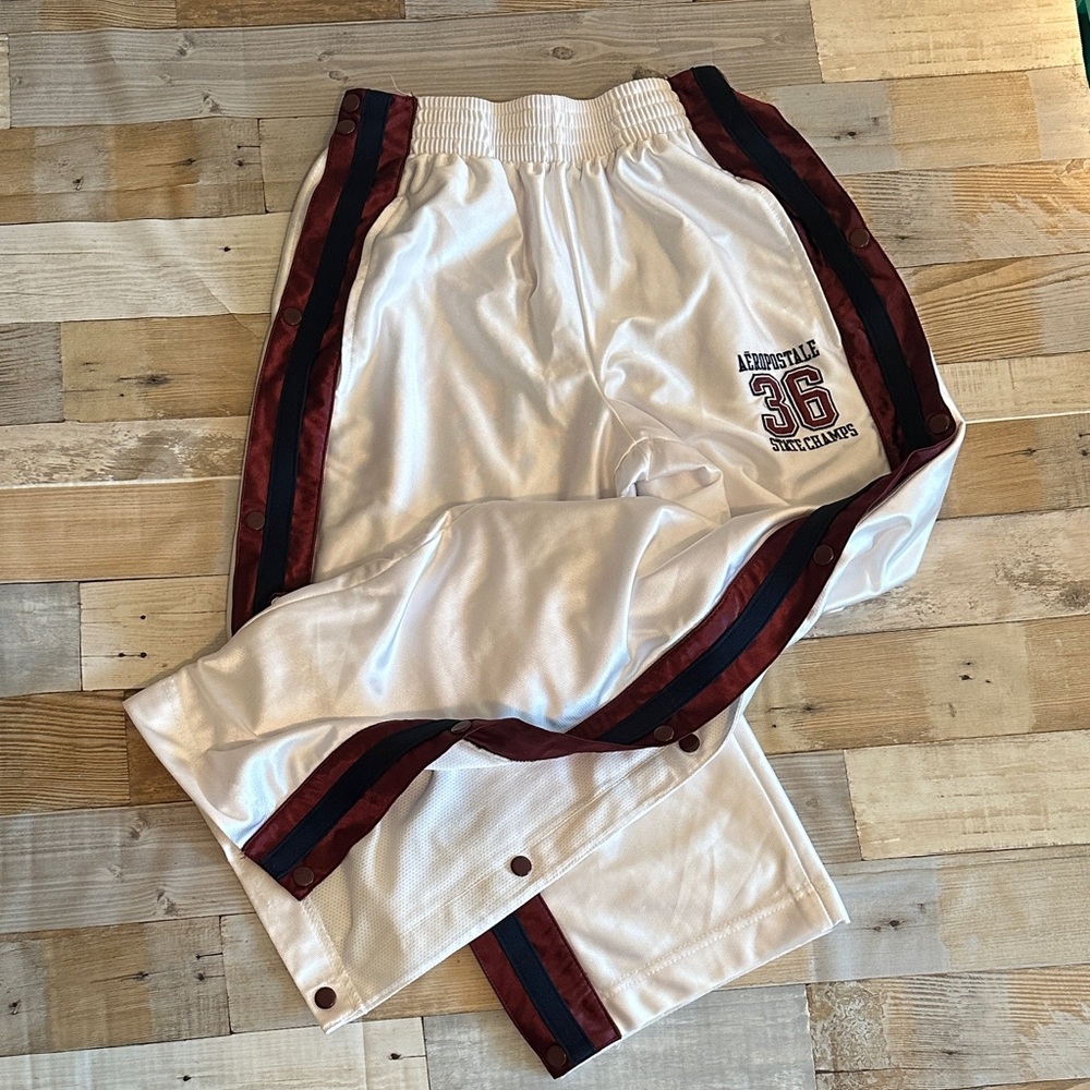 90’s Vintage Aeropostale White, Maroon, and Navy Blue Breakaway Track Joggers